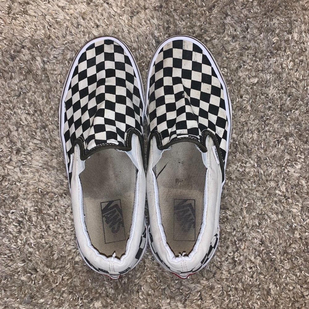 Black and White Checkered Slip On Vans Mens Size 9 - Picture 4 of 6